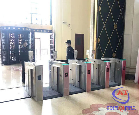 No Noise Library Exhibition Hall Swing Barrier Gate With Facial Recognition / RFID Card