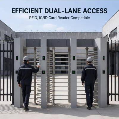 Dış Mekan Güvenlik Çift Şerit Tam Yükseklik Turnike 304 Paslanmaz Çelik RFID Kart Yüz Tanıma